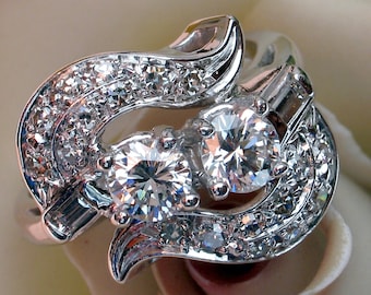 Gorgeous 1940-50's Double Diamond Evening Ring