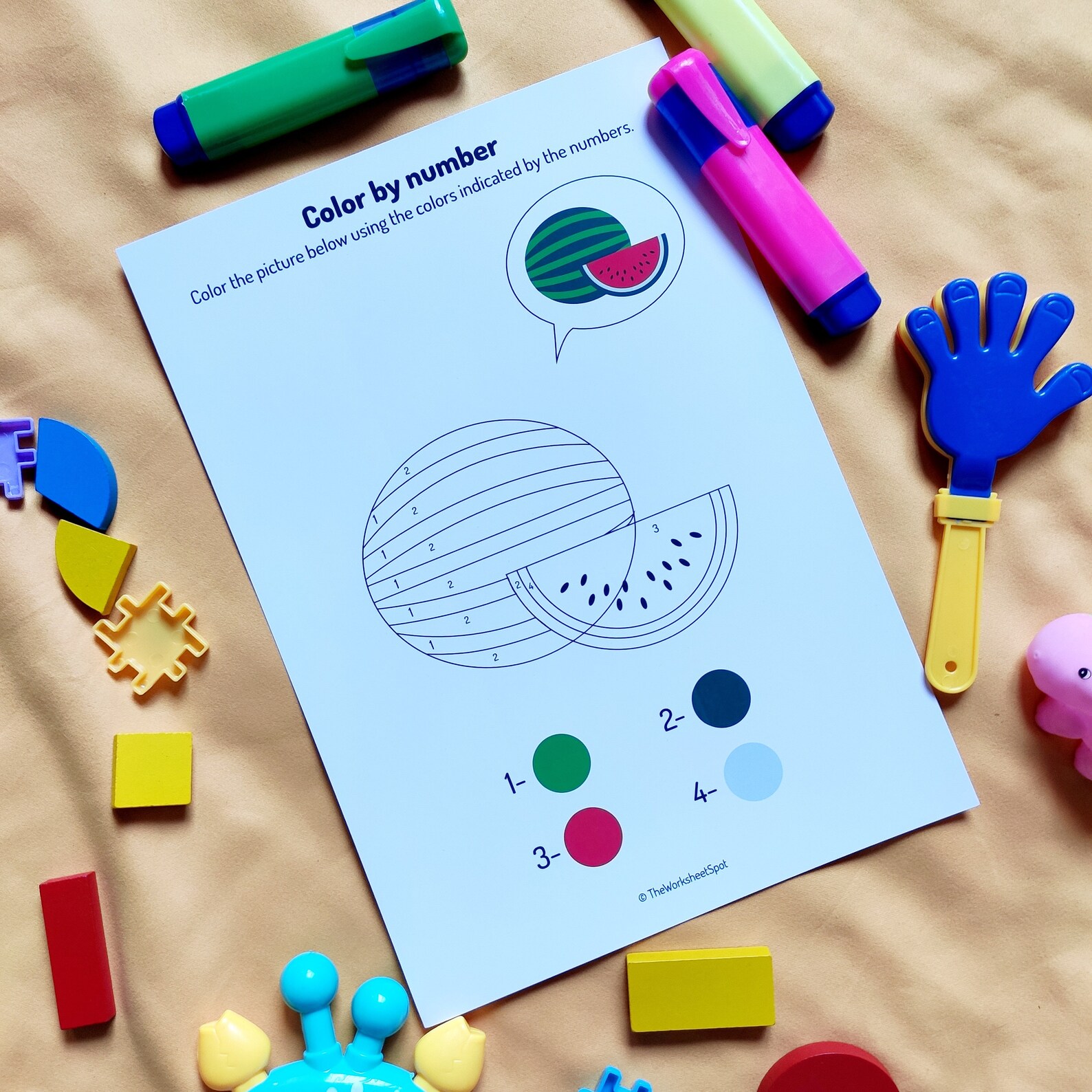 Color by Number-watermelon- Digital Download Counting Worksheet ...