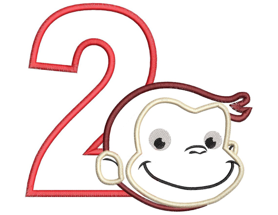 Curious Number 2 Applique Embroidery Design Instant Etsy
