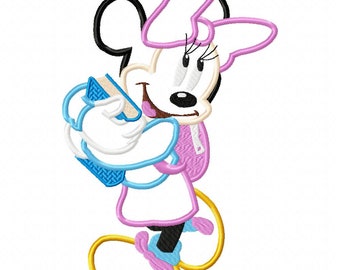 Minnie School Applique Embroidery Design - Instant Download