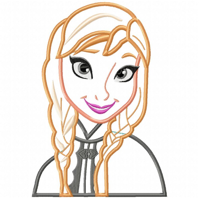 Frozen Anna Applique Embroidery Design Instant Download Etsy