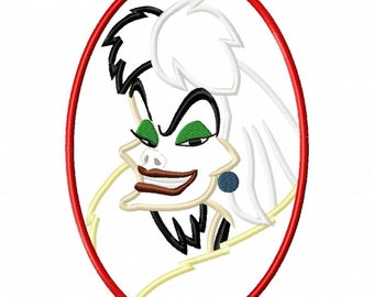 Cruella Cameo Applique Embroidery Design - Instant Download