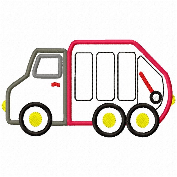 Garbage Truck Applique Embroidery Design - Instant Download