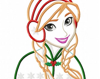 Frozen Anna Christmas Applique Embroidery Design - Instant Download