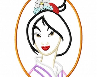 Mulan Cameo stoffen borduurwerk Design - Instant Download