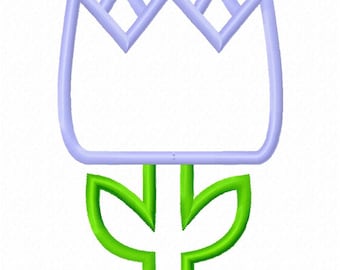 Chunky Tulip Applique Embroidery Design - Instant Download