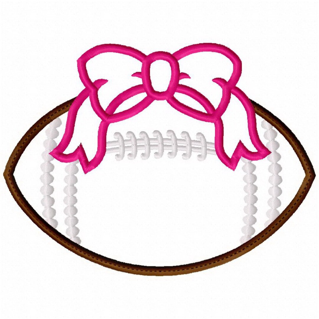 Football With Bow Applique Embroidery Design Instant Etsy