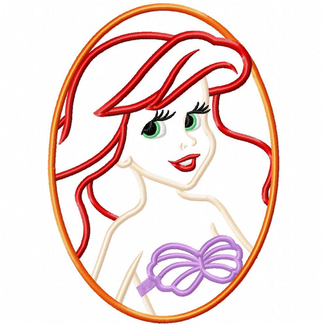 Ariel Cameo Applique Embroidery Design - Instant Download - Etsy