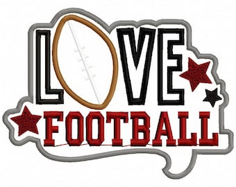Love Football Applique Embroidery Design - Instant Download