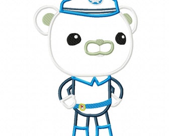 Octonauts Bear Applique Embroidery Design - Instant Download