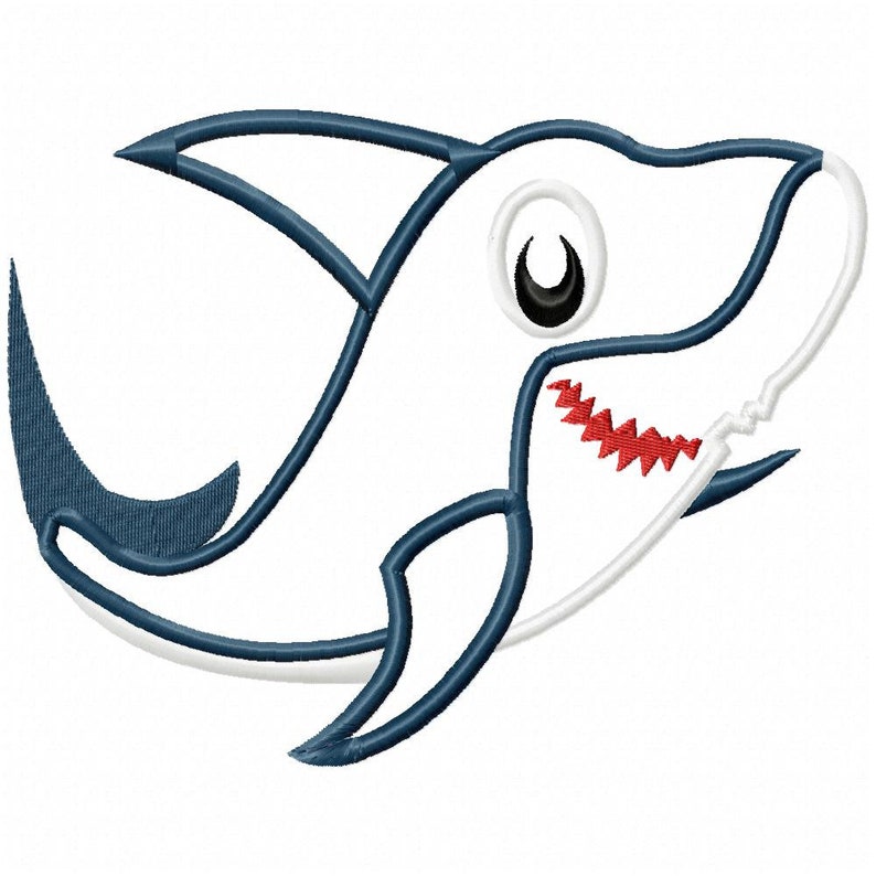 Shark Applique Embroidery Design Instant Download Etsy