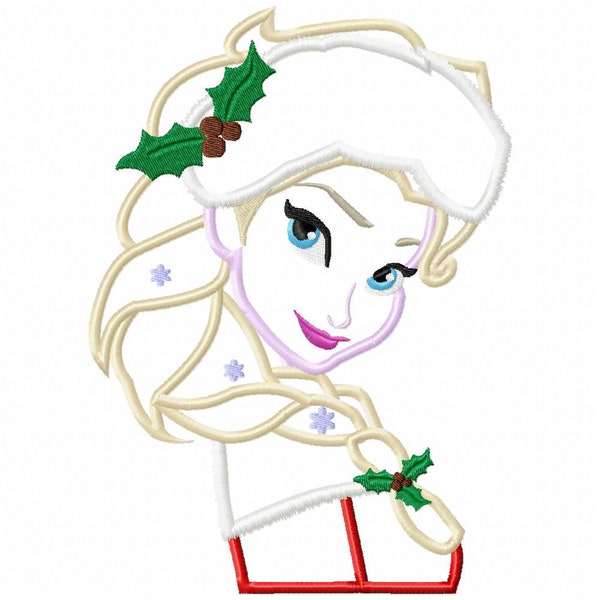 Frozen Elsa Christmas Applique Embroidery Design - Instant Download