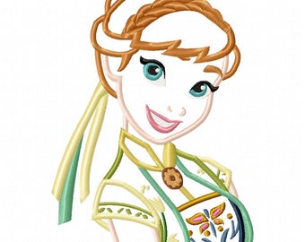 Frozen Fever Anna Applique Embroidery Design - Instant Download