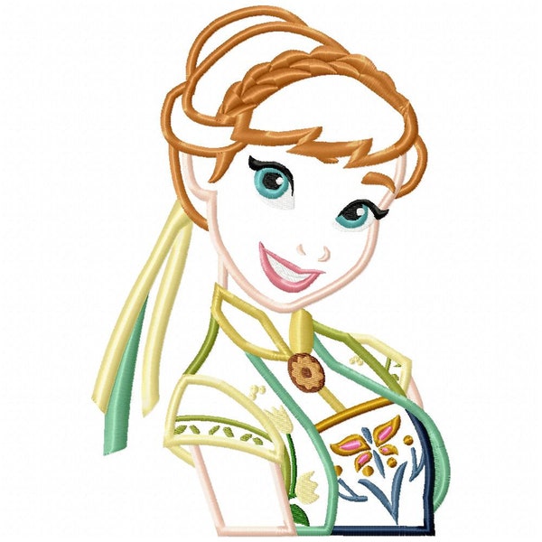 Frozen Fever Anna Applique Embroidery Design - Instant Download