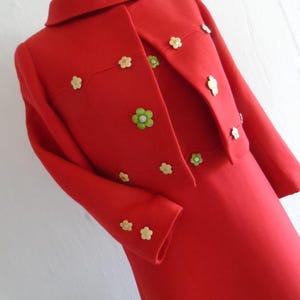 MOD DAISIES . Pure Wool Red Dress & Jacket Set 60s Suit Twiggy Space Age
