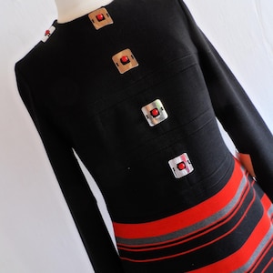 MOD SQUAD . New Old Stock Vintage 60s Wool Mini Dress Space Age