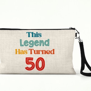 Questa leggenda ha compiuto 50 anni Borsa per cosmetici, borsa per il trucco, regali per il 50° compleanno, piccola borsa per cosmetici, regalo per il 50° compleanno per le donne, custodia da viaggio