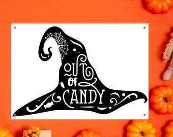 Out of Candy Halloween Sign, 8 x 10 Metal Sign, Halloween Wall Decor, Witch Decor, Halloween Decor Indoor, Indoor Sign