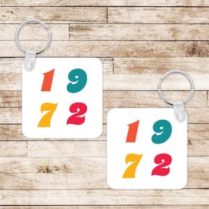 Personalised Birthday Year Keyring - Personalised Birth Year Gift - Retro Rainbow Numbers - Birthday Present - Birthday Gift for Brother