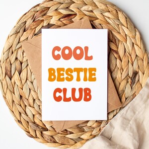 Carte Cool Bestie Club, Carte d'anniversaire amusante, Cadeaux meilleurs amis, Carte de Noël, Carte d'amitié, Carte Bestie, Cadeau de Noël, Carte de départ