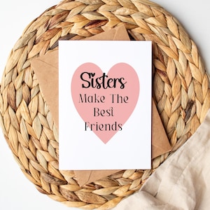 Cartão de irmãs que fazem as melhores amigas, cartão de Natal para irmãs, cartão de aniversário para irmãs, cartão de agradecimento, cartão de feliz aniversário, aniversário para ela