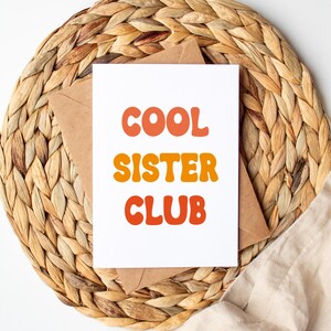 Carte cool Sister Club, Carte de Noël pour soeur, Carte d'anniversaire pour soeur, Cadeau pour soeur, Carte de joyeux anniversaire, Soeur, Cadeaux pour soeur