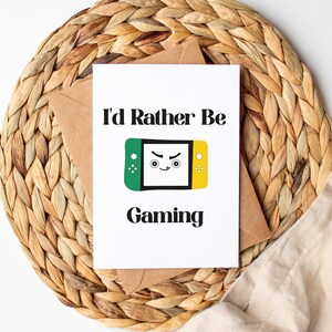 I'd Lieber be Gaming Grußkarte, Retro Gaming, Videospiele, Geburtstagskarte, Weihnachtskarte, Gamer, Geburtstagskarte, Gamer Geschenke