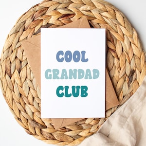 Cool Grandad Club Greeting Card, Grandad Gift, Funny Birthday Card, Card for Him, Birthday Card for Grandad, Grandad Christmas Card