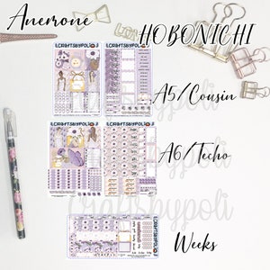 Kit de adesivos de anêmona | Kit de adesivos do primo A6 das semanas de Hobonichi | Adesivo planejador de planejamento