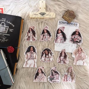 GSDC51 Doll Girl Ephemera Die-cut Sticker | Fashion Girls Sticker | Decoration Sticker | Planner Sticker | Icon Sticker | Bujo Stickers