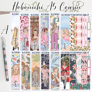 Set 5 Hobonichi A6 Cousin Weeks Monthly Girl Sticker | Hobonichi Original Sticker | Planning Sticker | Planner Sticker | Icon Sticker