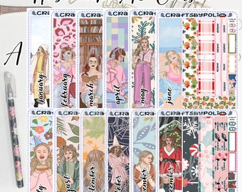 Set 5 Hobonichi A6 Cousin Weeks Monthly Girl Sticker | Hobonichi Original Sticker | Planning Sticker | Planner Sticker | Icon Sticker