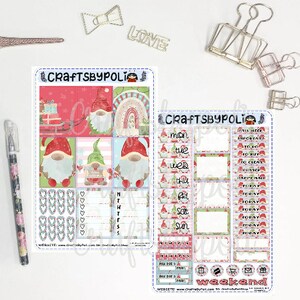 Gnome Christmas Rainbow Sticker Kit | Hobonichi Weeks Cousin A6 MiniKit PrintPression Weeks Sticker Kit | Planning Planner Sticker