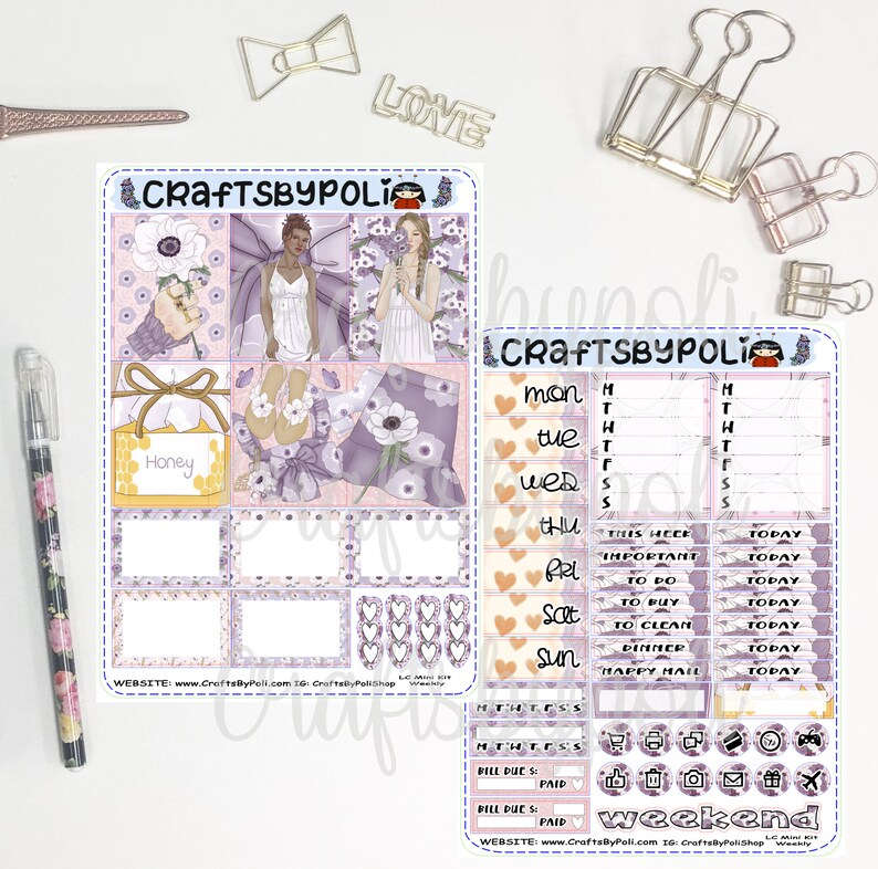 Anemone Sticker Kit MiniKit MiniHP Vertical PrintPression Weeks Sticker Kit Planning Planner Sticker Full Mini Kit