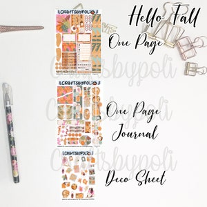 Hello Fall Sticker Kit | One Page Journal Deco Sticker Kit | Planer Sticker