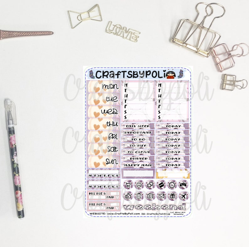 Anemone Sticker Kit MiniKit MiniHP Vertical PrintPression Weeks Sticker Kit Planning Planner Sticker Page 2 Minikit