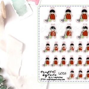 LC103 Loli Mop Sticker | Dweilen Sticker | Sticker schoonmaken | Huis Sticker | Sticker van plan | Planner Sticker | Pictogram Sticker