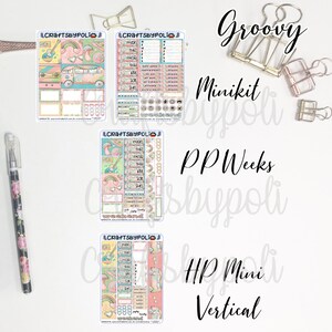 Groovy stickerset | MiniKit MiniHP Vertical PrintPression Weeks stickerkit | Planningsplanner-sticker