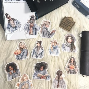 GSDC46 Doll Girl Ephemera Die-cut Sticker | Fashion Girls Sticker | Decoration Sticker | Planner Sticker | Icon Sticker | Bujo Stickers