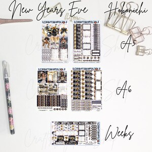 Kit de adesivos de véspera de Ano Novo | Kit de adesivos Hobonichi Weeks Cousin A6 | Adesivo de planejador de planejamento