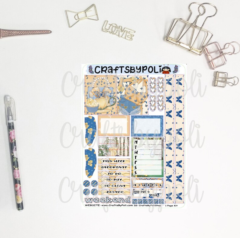 Butterfly Sticker Kit One Page Journal Deco Sticker Kit Planning Planner Sticker One Page Kit