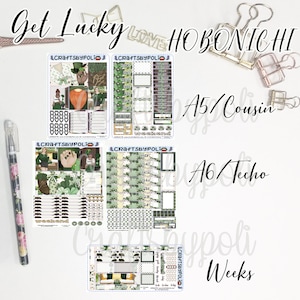 Kit de adesivos da sorte | Kit de adesivos do primo A6 das semanas de Hobonichi | Adesivo planejador de planejamento