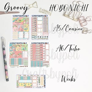 Groovy Sticker Kit / Hobonichi Weeks Cousin A6 Kit de pegatinas / Planificador de planificación Pegatina