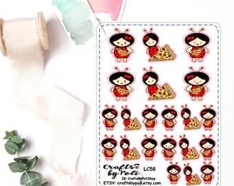 LC58 Loli Pizza Sticker | Food Sticker | Pizza Icon Sticker | Planner Sticker | Icon Sticker