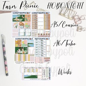 Farm Picnic Sticker Kit | Hobonichi Weeks Cousin A6 Sticker Kit | Planning Planner Sticker
