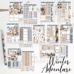 Kit de adesivos de aventura de inverno | Kit de adesivos do primo A6 das semanas de Hobonichi | Adesivo planejador de planejamento