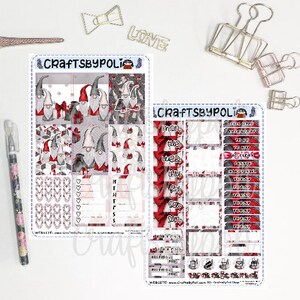 Kit de pegatinas de gnomos de Navidad / Kit de pegatinas de primas de semanas de Hobonichi / Pegatina del planificador de planificación