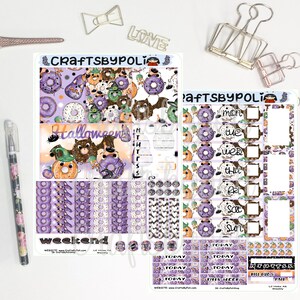 Kit de adesivos de Halloween para rosquinha | Kit de adesivos do primo A6 das semanas de Hobonichi | Adesivo planejador de planejamento