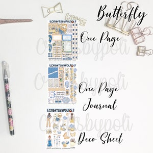 Butterfly Sticker Kit One Page Journal Deco Sticker Kit Planning Planner Sticker image 1