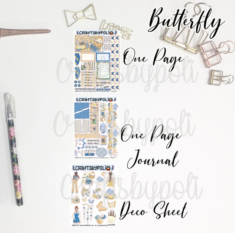 Butterfly Sticker Kit One Page Journal Deco Sticker Kit Planning Planner Sticker image 1